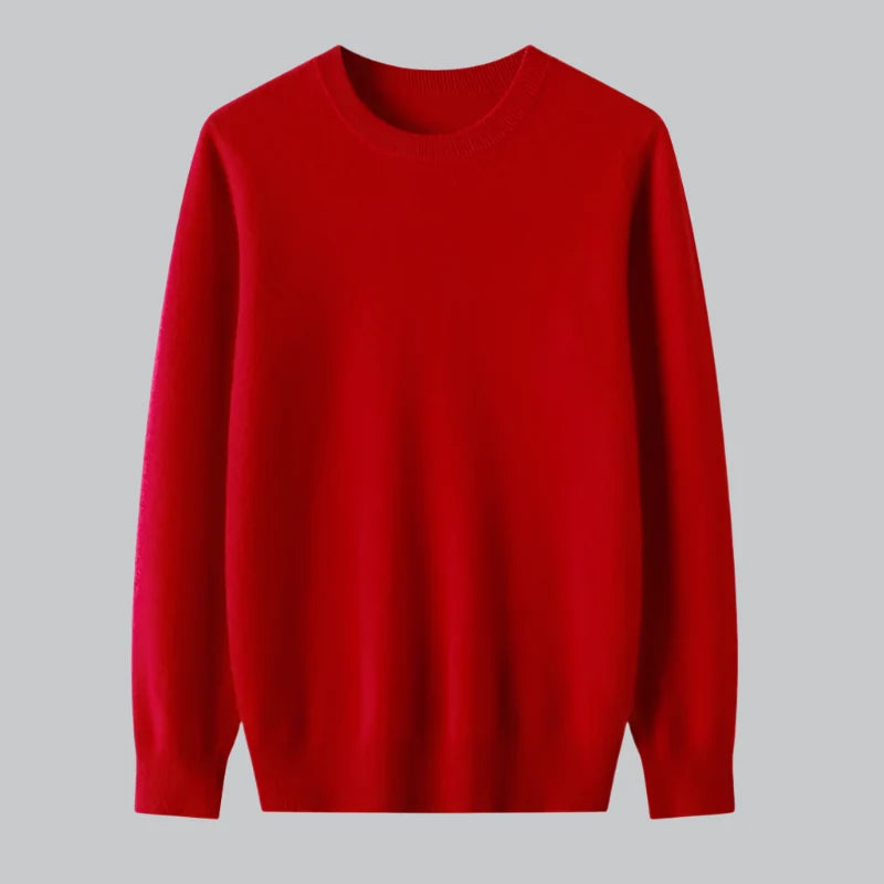Extrafine Merino Wool Round Neck Sweater for Men | Spring Layering