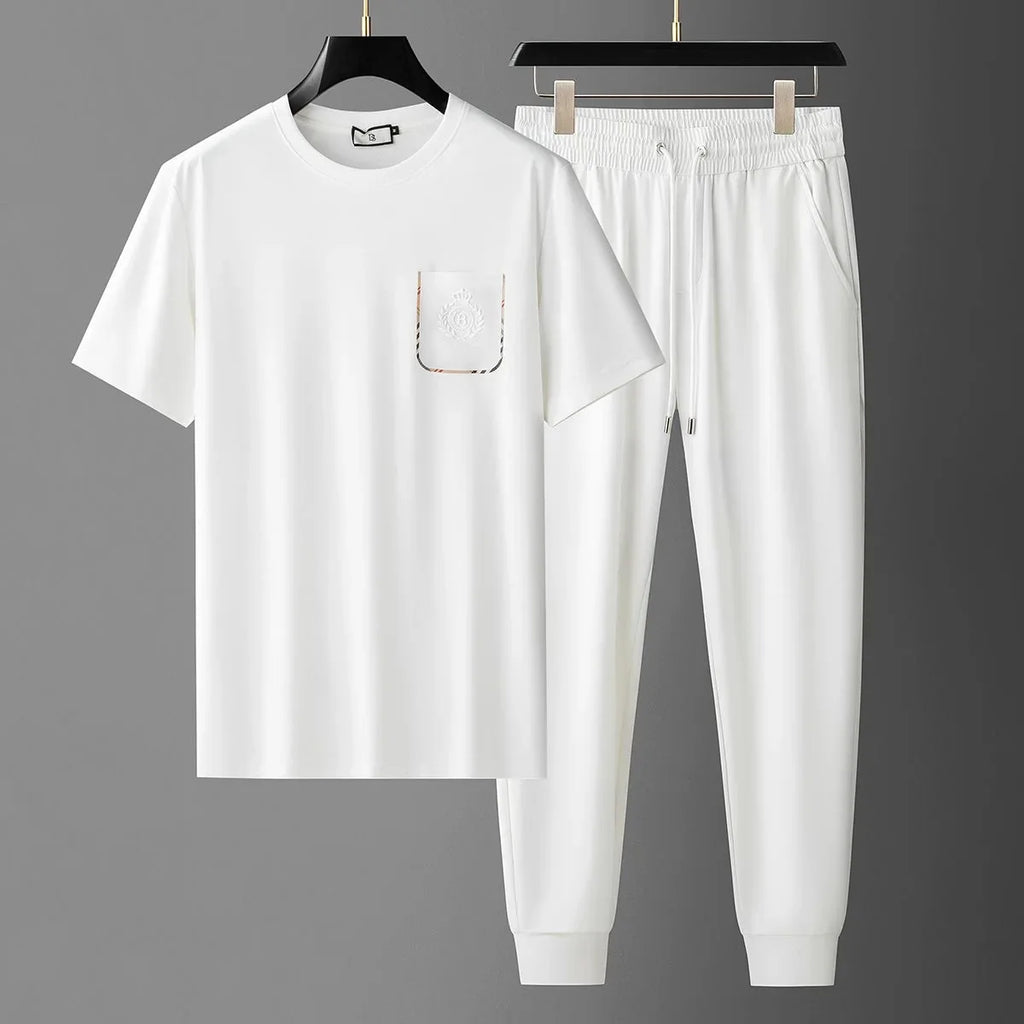 Relaxed Fit Crewneck Tee and Jogger Set for Men | Casual Wear
