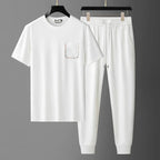 Relaxed Fit Crewneck Tee and Jogger Set for Men | Casual Wear