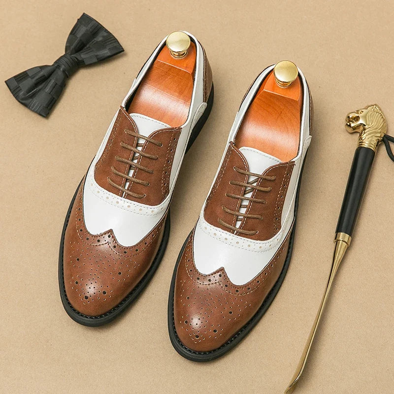 White Leather Brogue Oxford Shoes for Men | Weddings and Business Wear