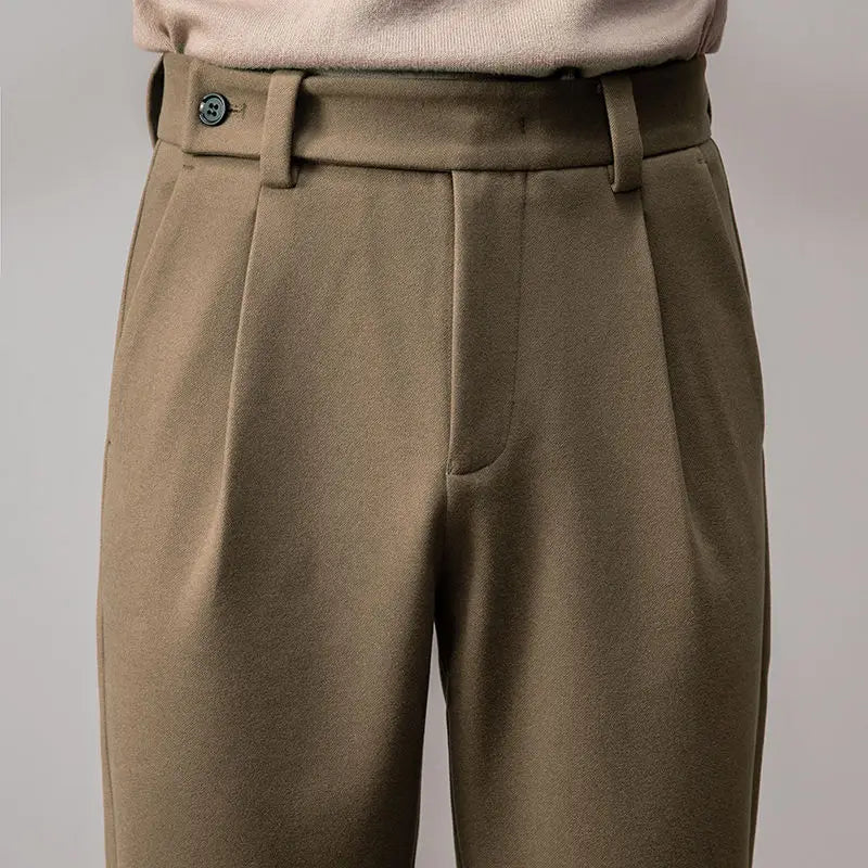 Heavy Wool Straight Leg Dress Trousers for Men | Winter Formal Wear