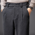 Heavy Wool Straight Leg Dress Trousers for Men | Winter Formal Wear