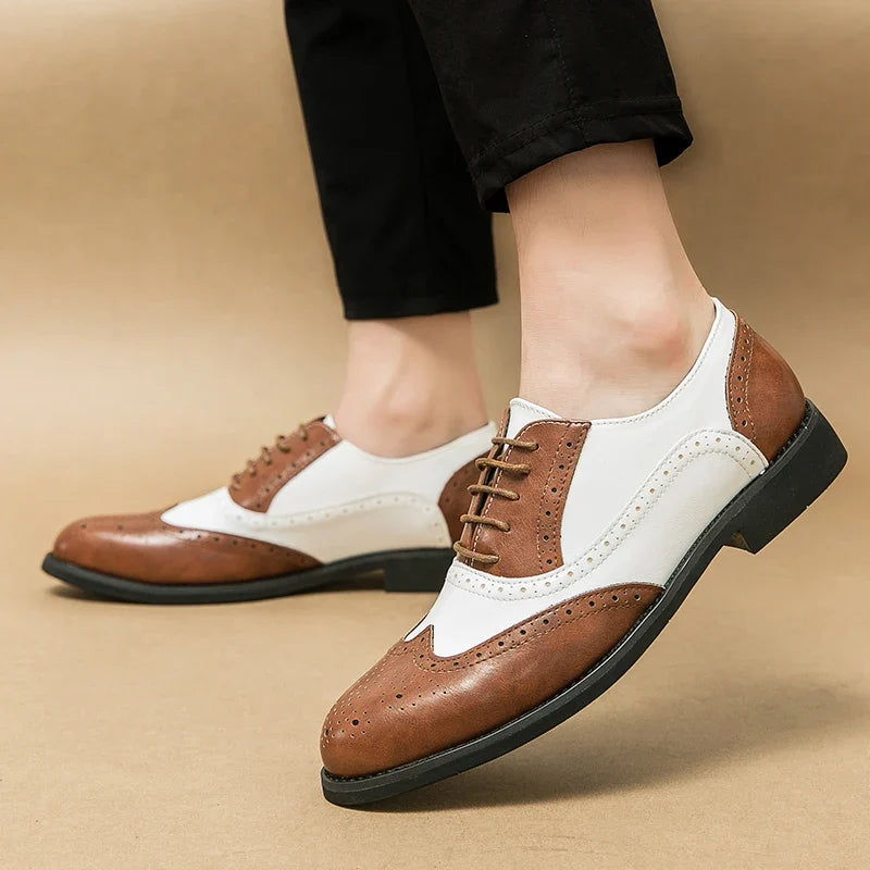 White Leather Brogue Oxford Shoes for Men | Weddings and Business Wear