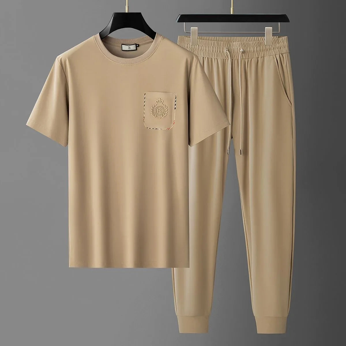 Relaxed Fit Crewneck Tee and Jogger Set for Men | Casual Wear