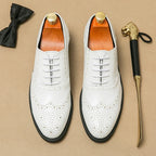White Leather Brogue Oxford Shoes for Men | Weddings and Business Wear