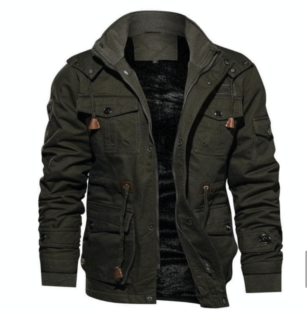 Fleece Lined Wind Resistant Hooded Cotton Coat for Men | Winter Outerwear