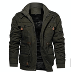 Fleece Lined Wind Resistant Hooded Cotton Coat for Men | Winter Outerwear