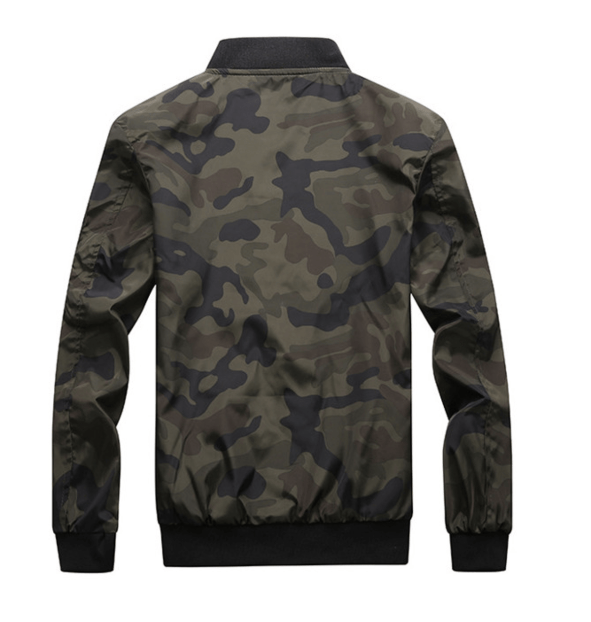 Camo Windbreaker Bomber Jacket with Mandarin Collar for Men | Outdoor Wear