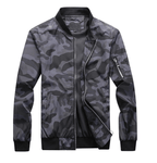 Camo Windbreaker Bomber Jacket with Mandarin Collar for Men | Outdoor Wear