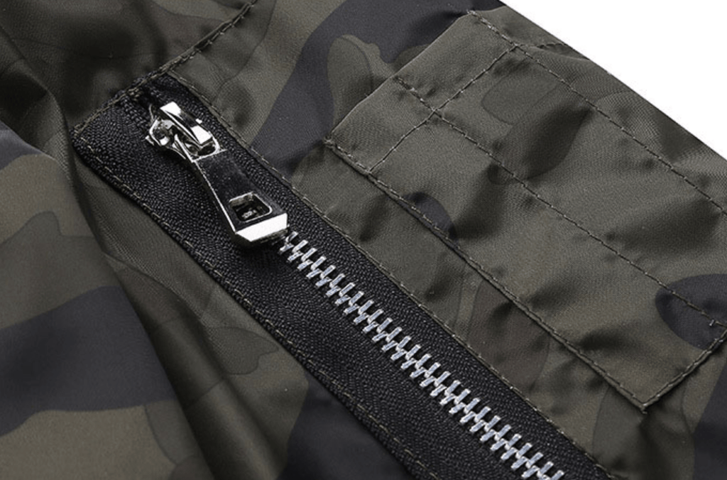 Camo Windbreaker Bomber Jacket with Mandarin Collar for Men | Outdoor Wear