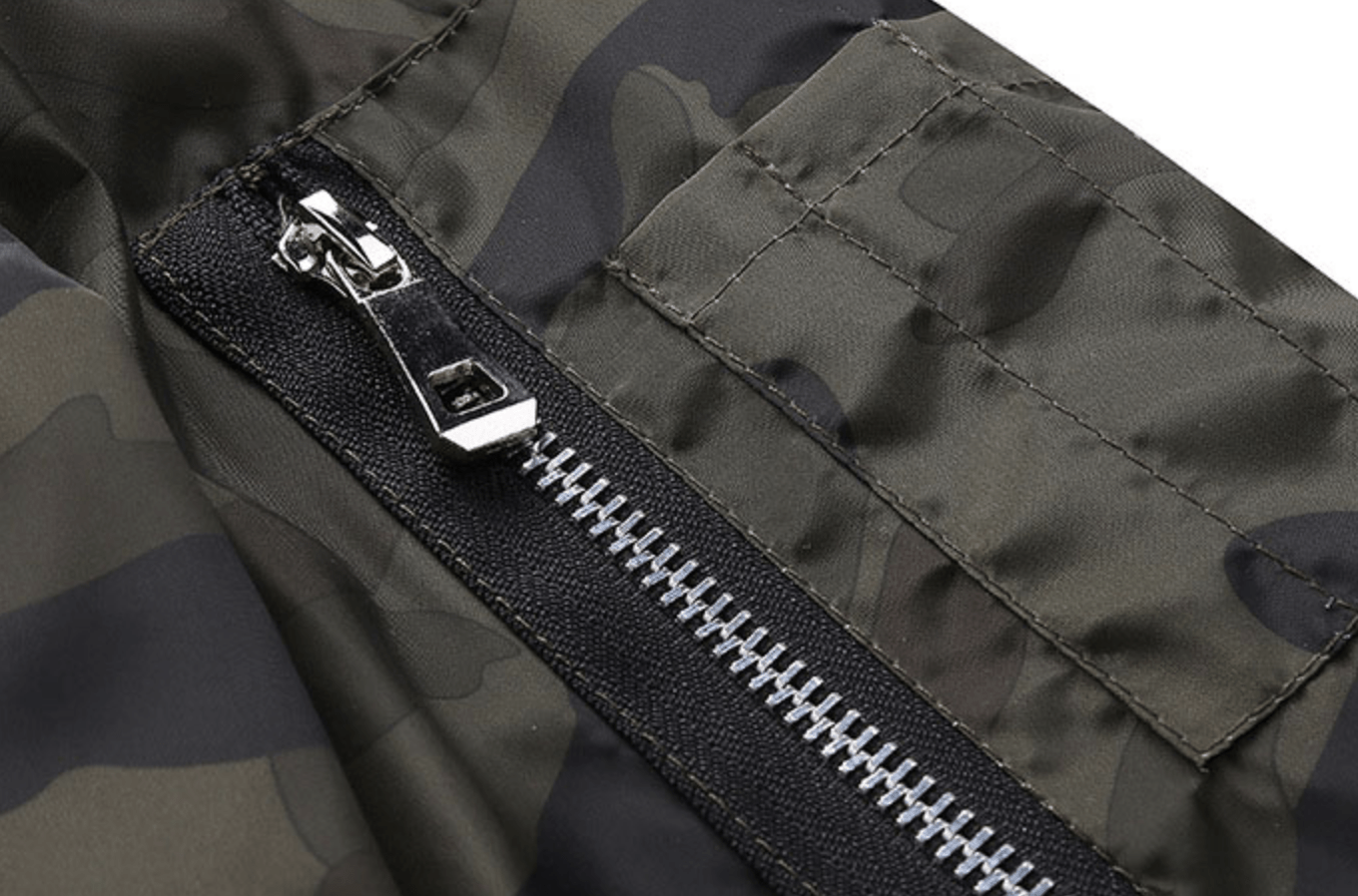 Camo Windbreaker Bomber Jacket with Mandarin Collar for Men | Outdoor Wear