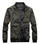 Camo Windbreaker Bomber Jacket with Mandarin Collar for Men | Outdoor Wear