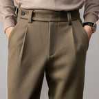 Heavy Wool Straight Leg Dress Trousers for Men | Winter Formal Wear