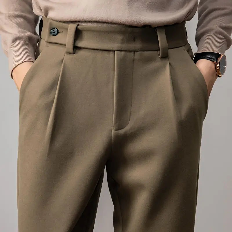 Heavy Wool Straight Leg Dress Trousers for Men | Winter Formal Wear