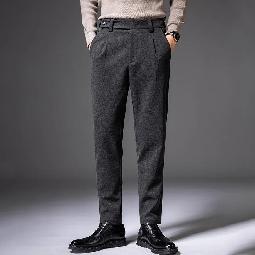 Heavy Wool Straight Leg Dress Trousers for Men | Winter Formal Wear