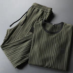 Pleated Texture Top and Jogger Lounge Set for Men | Relaxed Wear