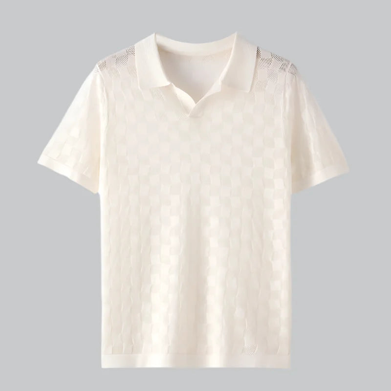 Mulberry Silk Knit Polo Shirt for Men | Business Casual Wear