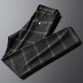 Slim Fit Plaid Stretch Business Trousers for Men | Office Wear