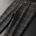 Slim Fit Plaid Stretch Business Trousers for Men | Office Wear
