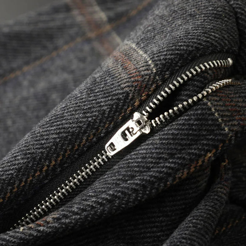 Slim Fit Plaid Stretch Business Trousers for Men | Office Wear
