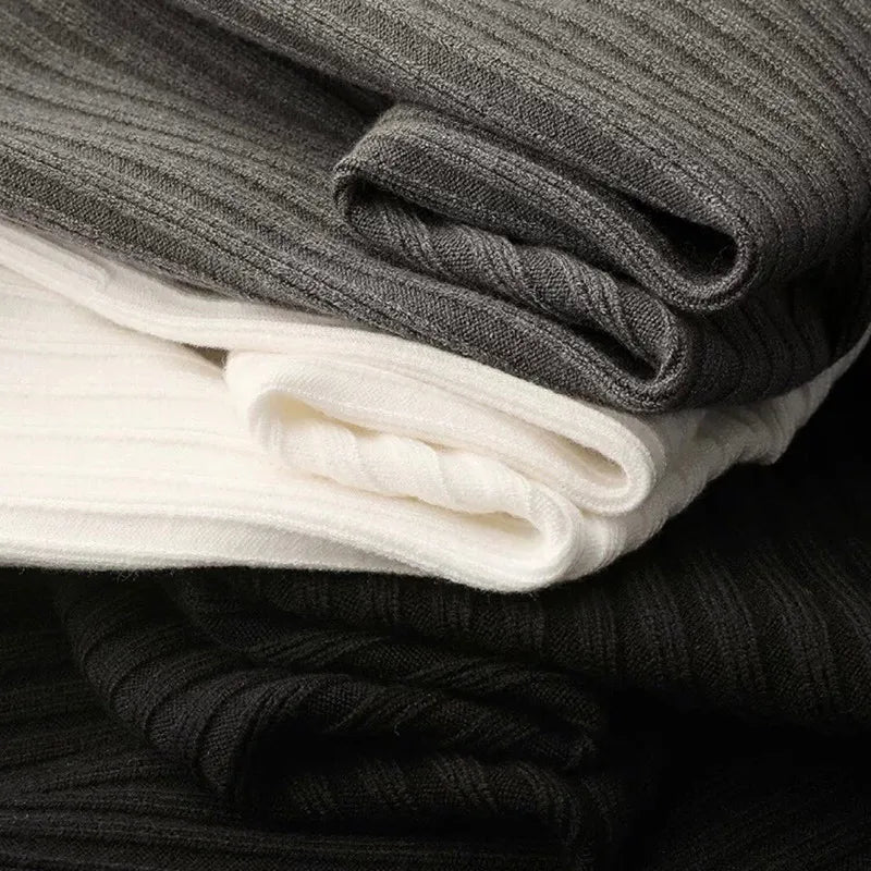 Slim Fit Vertical Stripe Half Zip Polo Sweater for Men | Autumn and Winter Wear