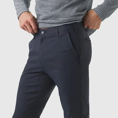 Dirt Repellent Slim Fit Stretch Trousers for Men | Office and Outdoor Wear