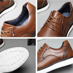 Leather Oxford Sneakers with Contrast Sole for Men | Business Casual Wear