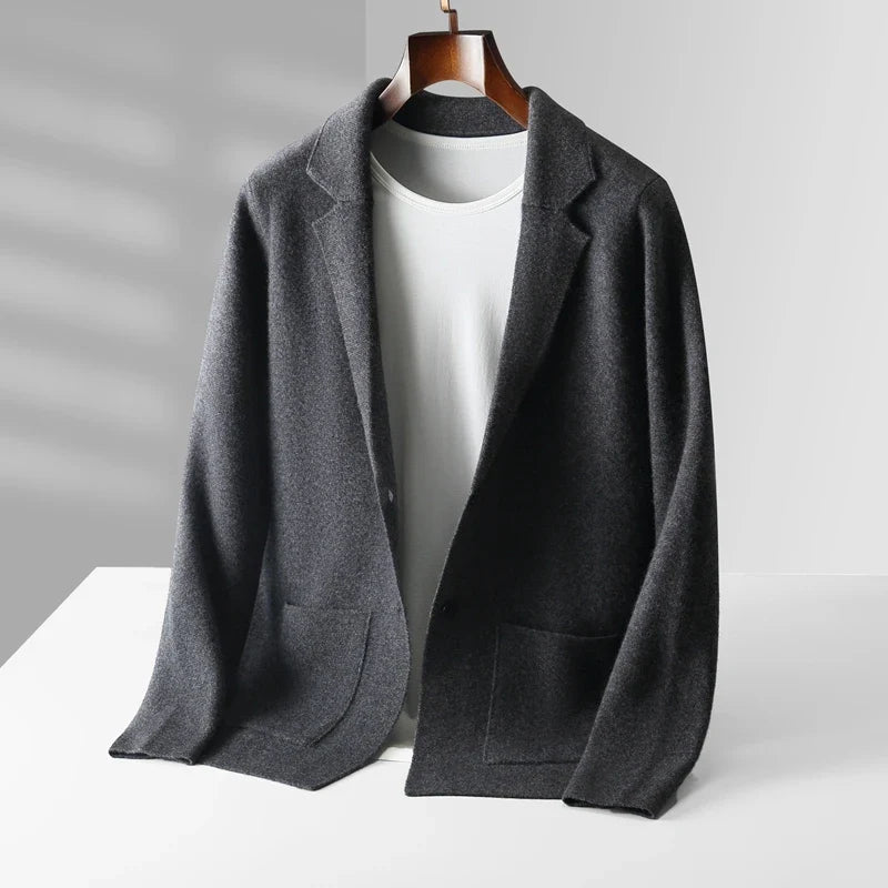 Merino Wool Knit Blazer Cardigan for Men | Office and Casual Wear