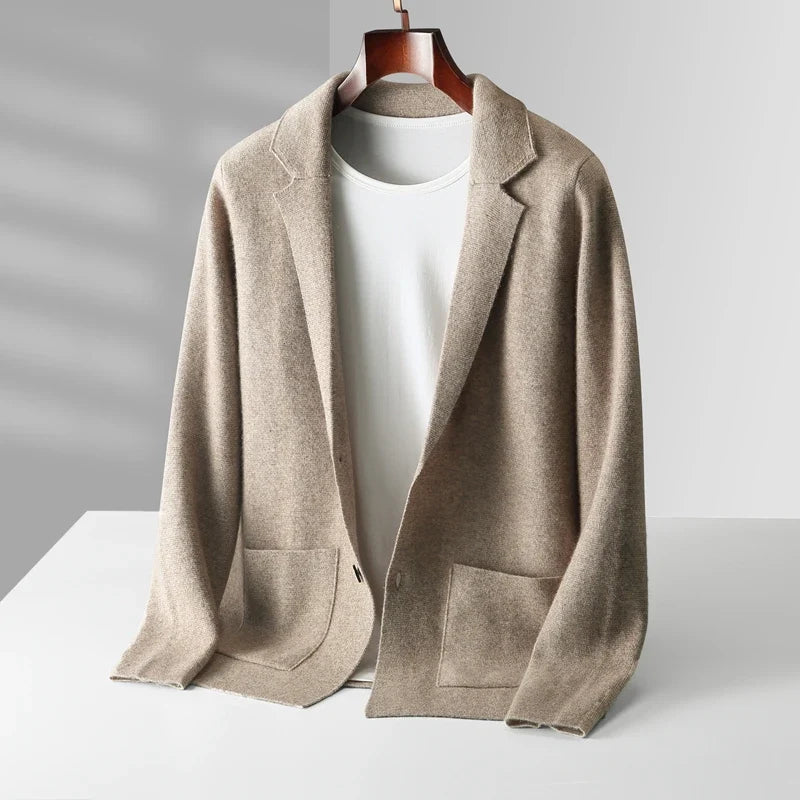 Merino Wool Knit Blazer Cardigan for Men | Office and Casual Wear