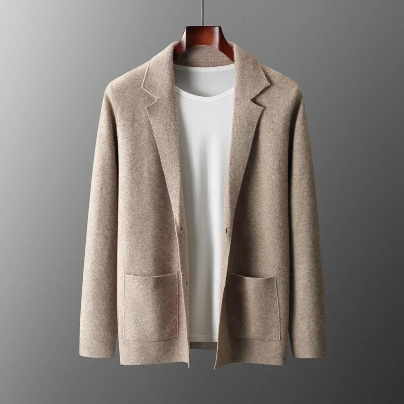 Merino Wool Knit Blazer Cardigan for Men | Office and Casual Wear