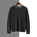 Lightweight Wool Contrast Detail Round Neck Sweater for Men | Spring Layering