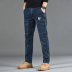 Straight Fit Multi Pocket Denim Jeans for Men | Work and Casual Wear