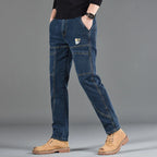 Straight Fit Multi Pocket Denim Jeans for Men | Work and Casual Wear