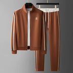 Striped Sleeve Full Zip Jacket and Jogger Set for Men | Athleisure Wear