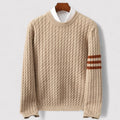 Cable Knit Wool Blend Crew Neck Sweater for Men | Autumn and Winter Wear