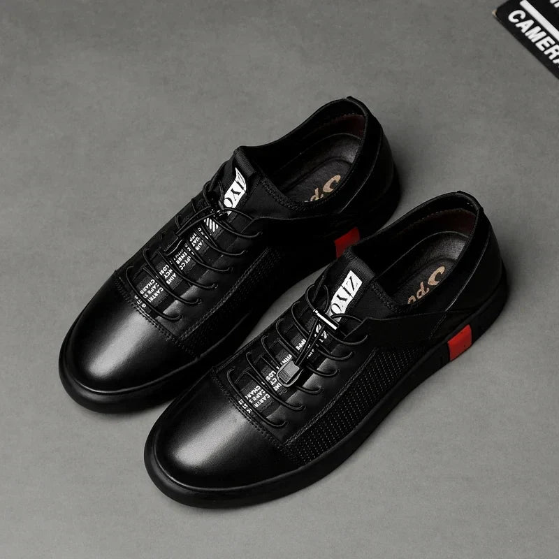 Perforated Leather Low Top Sneakers for Men | Summer Wear