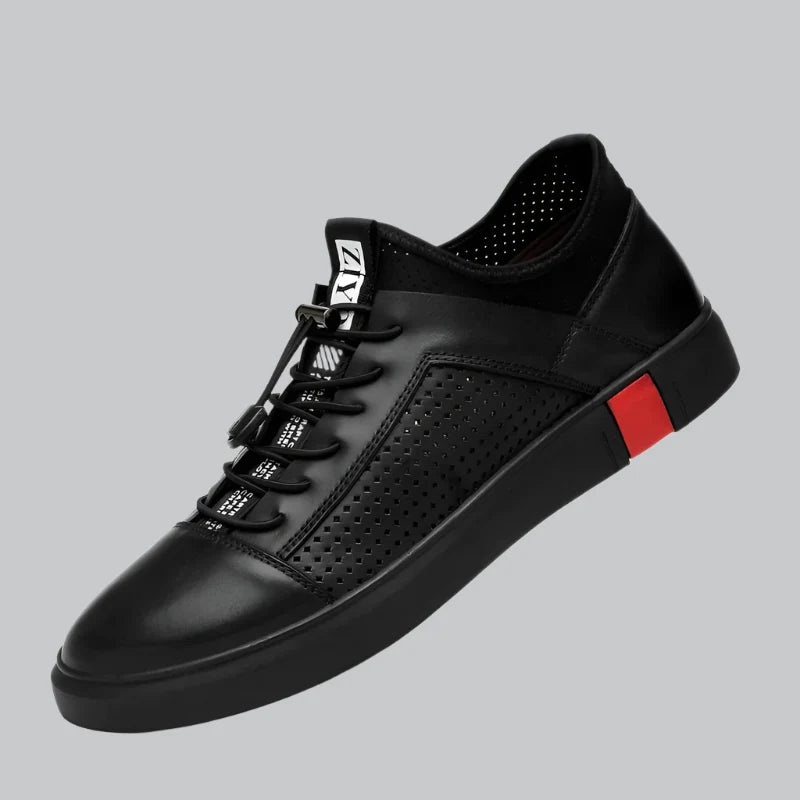 Perforated Leather Low Top Sneakers for Men | Summer Wear