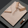 Silk Blend Striped Short Sleeve Polo Shirt for Men | Summer Wear