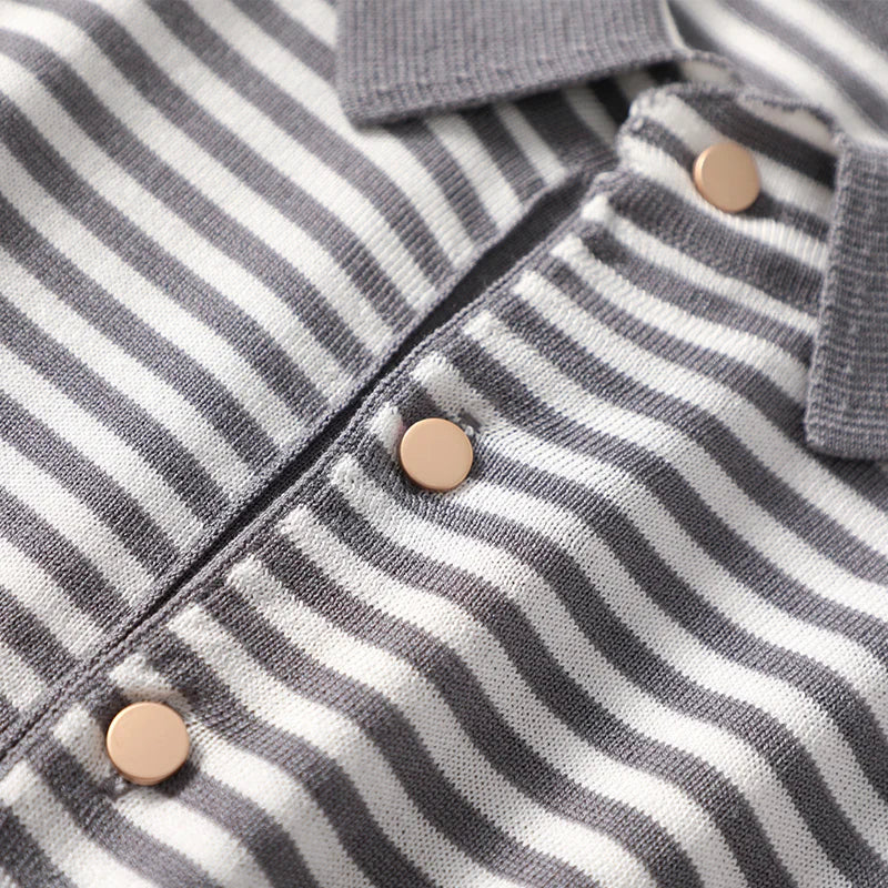 Silk Blend Striped Short Sleeve Polo Shirt for Men | Summer Wear