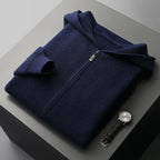 Merino Wool Hooded Knit Cardigan Jacket for Men | Cold Weather Layering
