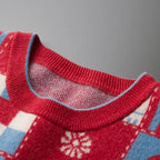 Heart Print Patchwork Cashmere Sweater for Men | Casual Wear