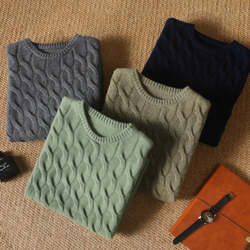 Cable Knit Merino Wool Sweater for Men | Business and Casual Wear