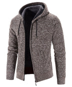 Textured Knit Zip Up Fleece Hoodie for Men | Cold Weather Layering