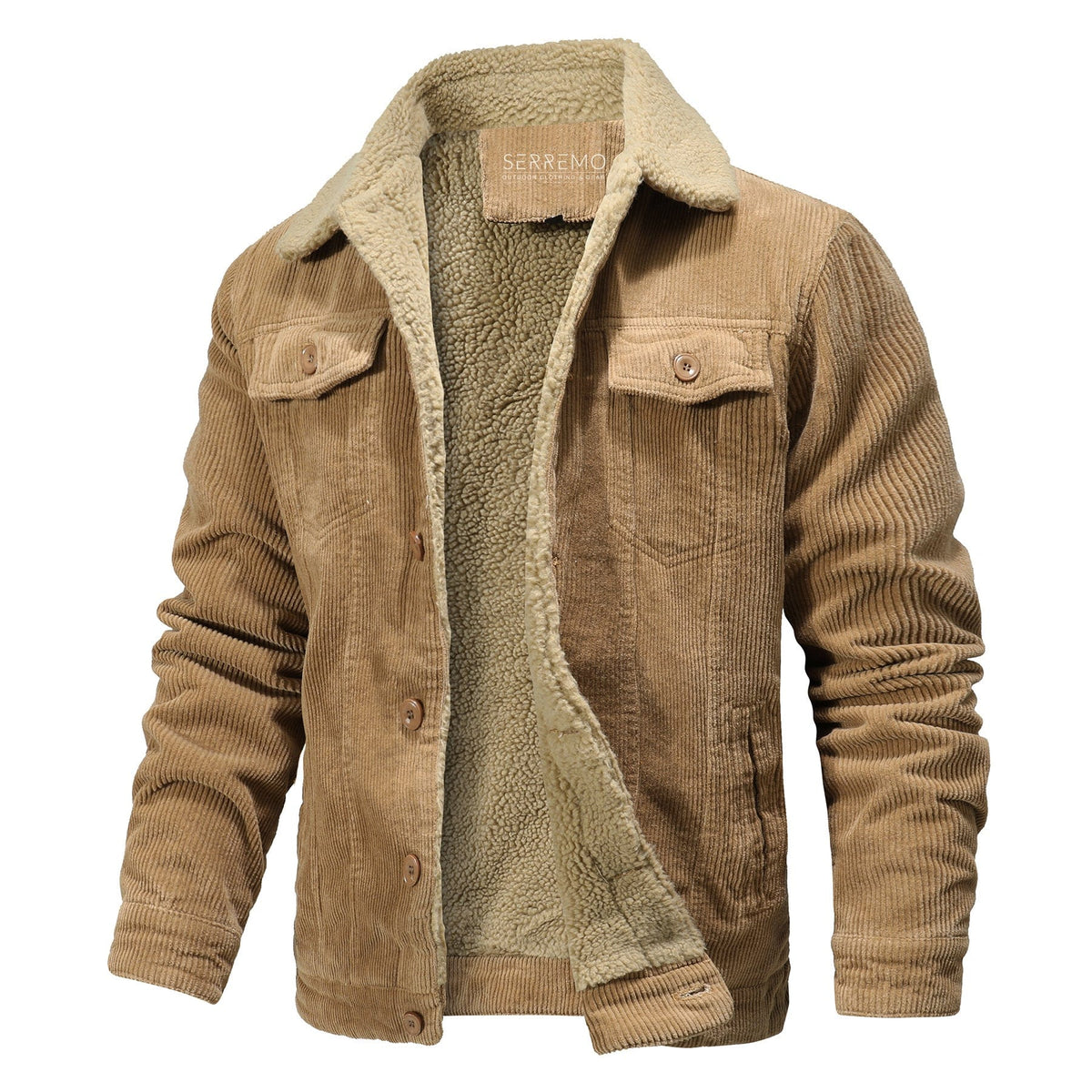 Sherpa Lined Button Front Cotton Bomber Jacket for Men | Winter Outerwear