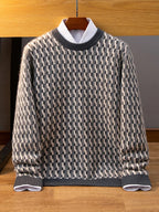 Textured Knit Pure Cashmere Crewneck Sweater for Men | Smart Casual Wear