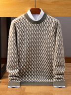 Textured Knit Pure Cashmere Crewneck Sweater for Men | Smart Casual Wear