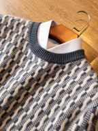 Textured Knit Pure Cashmere Crewneck Sweater for Men | Smart Casual Wear