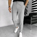 Textured Slim Fit Drawstring Trousers for Men | Smart Casual Wear