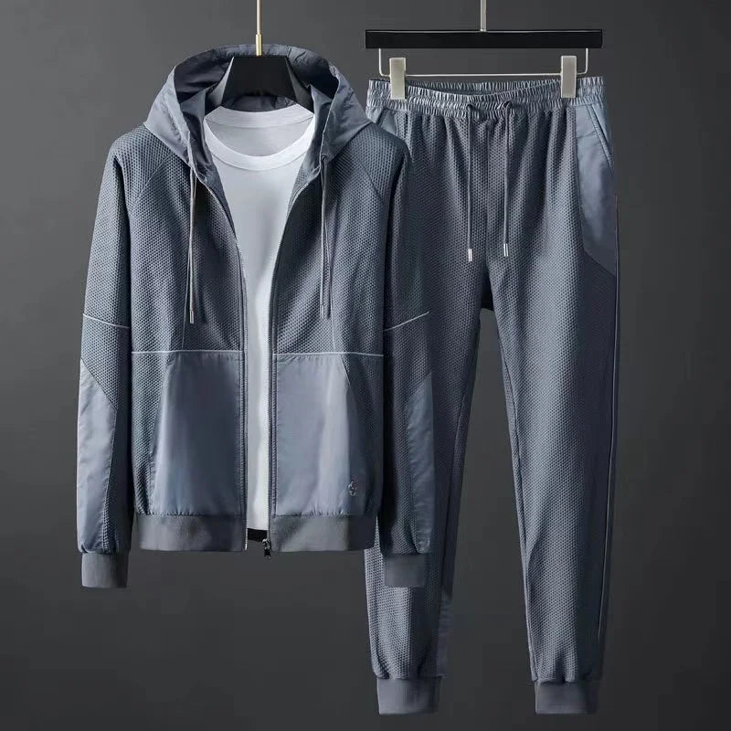 Quick Dry Zip Hooded Tracksuit Set for Men | Sports and Casual Wear