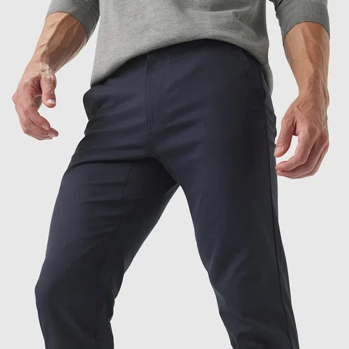 Dirt Repellent Slim Fit Stretch Trousers for Men | Office and Outdoor Wear